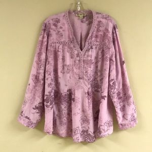 Lovely Lavender VINTAGE AMERICAN Soft Rayon Blouse/Tunic— XXL